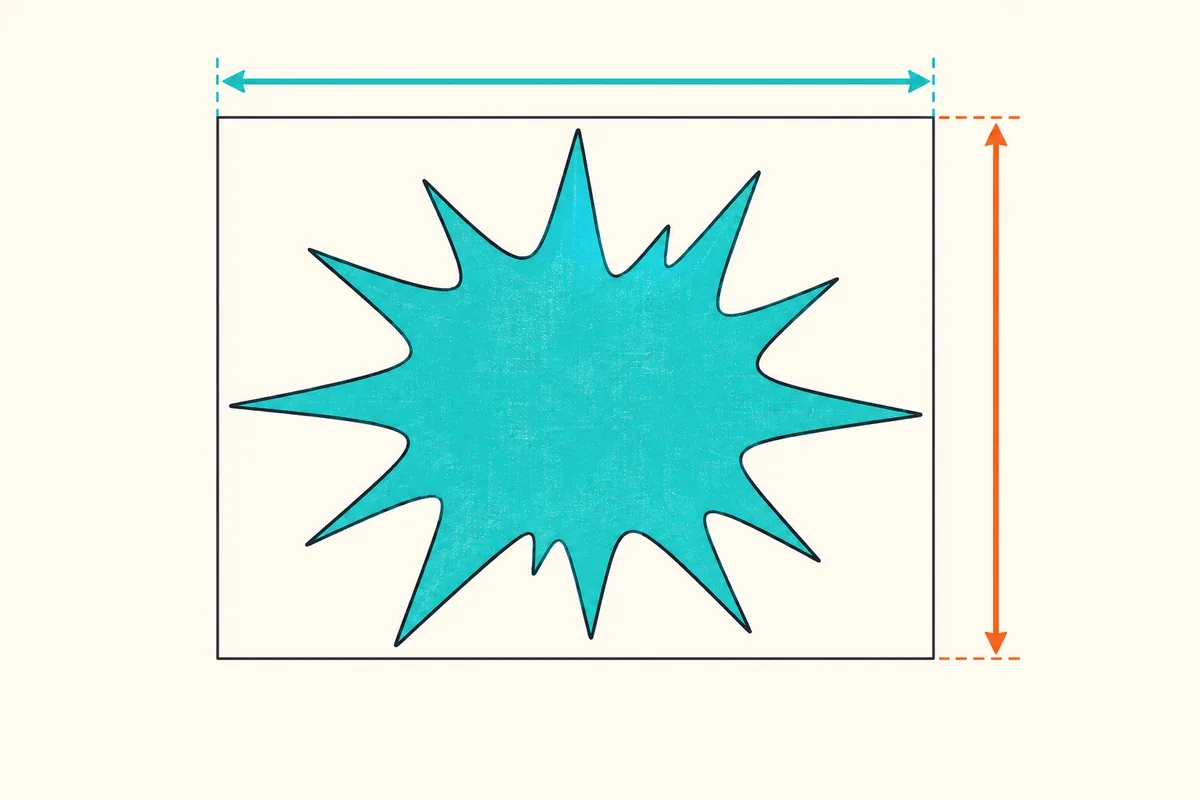 Use the rectangle around the visible artwork; transparent margins can make the printed logo smaller than expected.