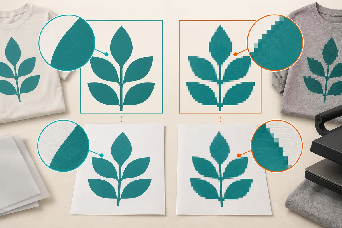 The same pixels spread over a larger physical area as print width increases.