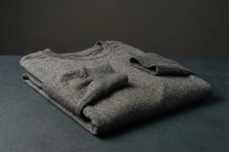 Heather charcoal long sleeve crew neck tee